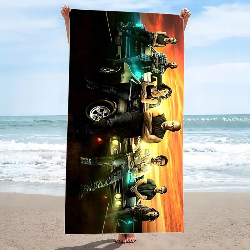 Fast Furious Print Beach Towel, Large Soft Quick Dry Towel for Beach Camping Swimming