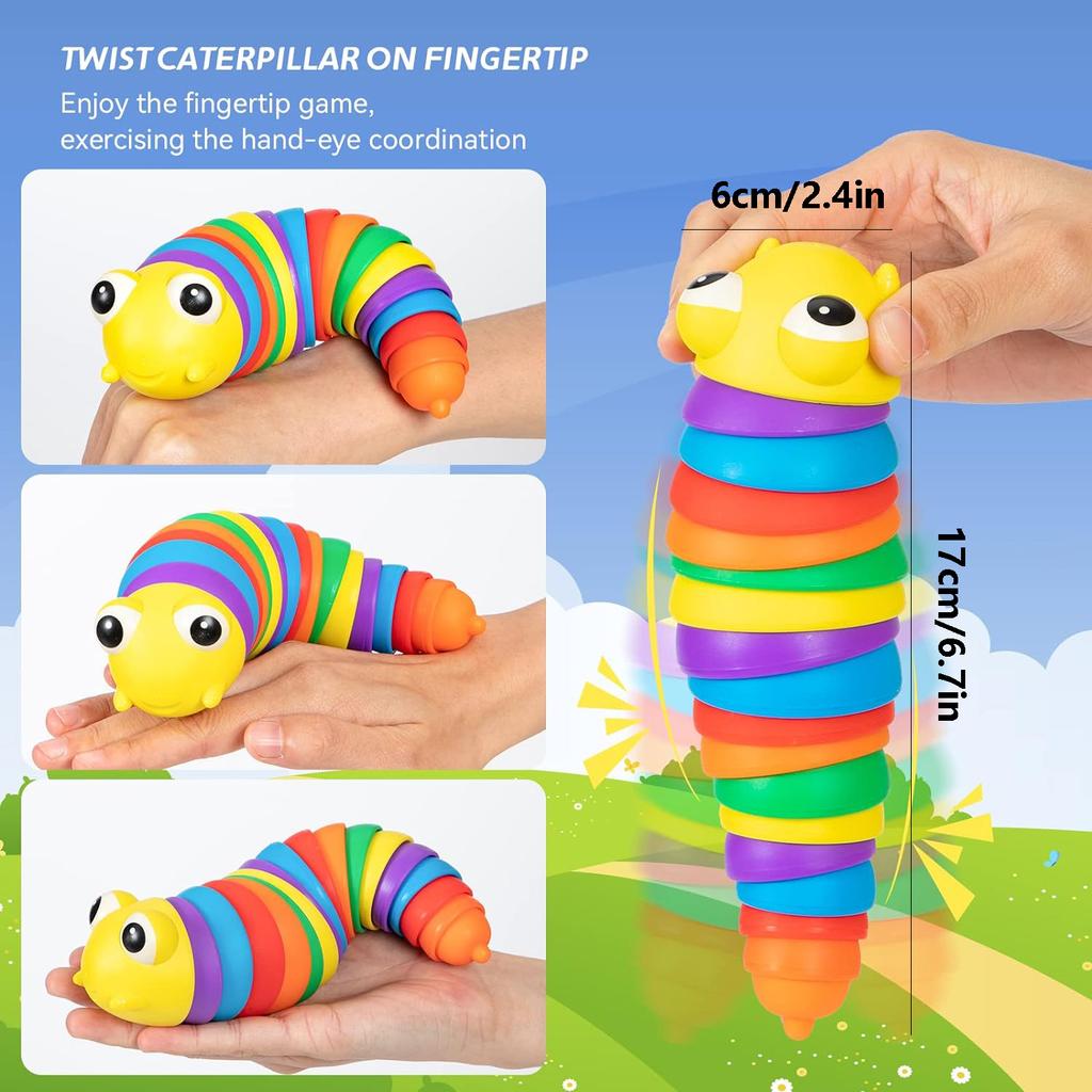 Сенсорные игрушки-гусеницы, Сенсорные игрушки для снятия стресса и для детей с аутизмом, Акула-скручивалка с музыкой для снятия стресса