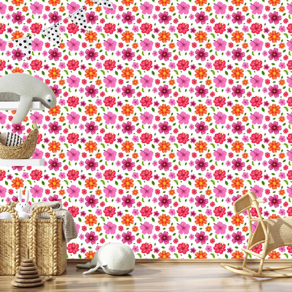 Wallpaper Flowers white, powder pink and peach 50x1000