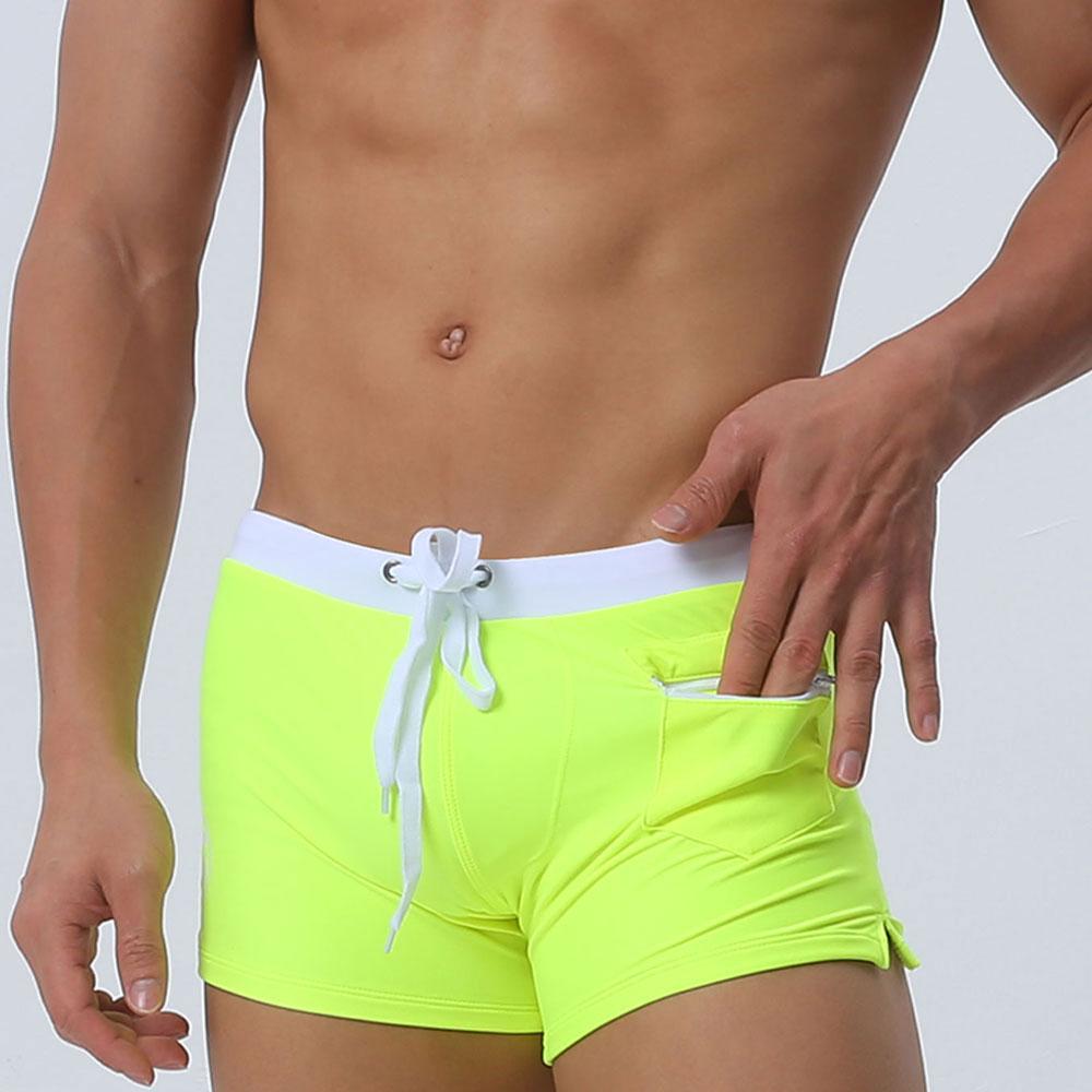 Мужские купальники с передним карманом, короткие плавки, пляжные шорты, сексуальные сетчатые трусы-боксеры, удобные мягкие дышащие