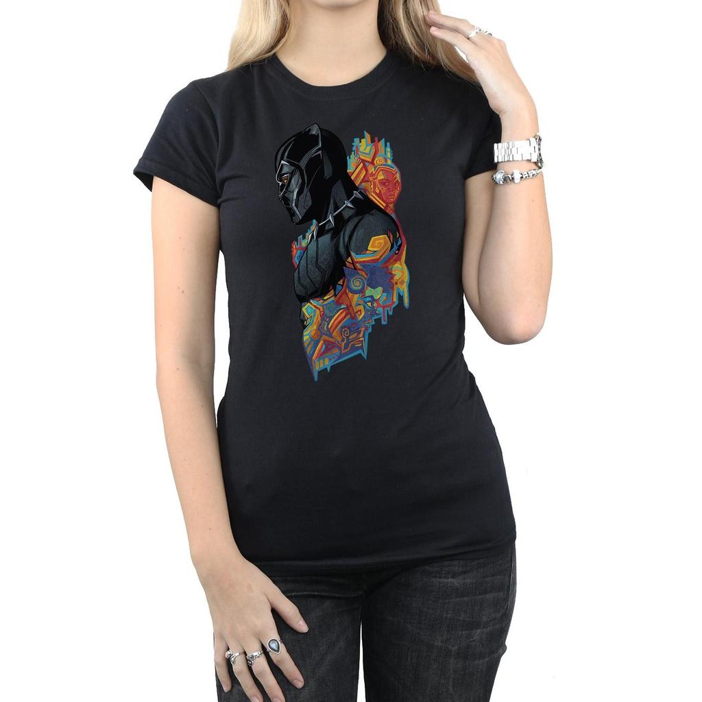 Marvel Womens/Ladies Black Panther Profile Cotton T-Shirt