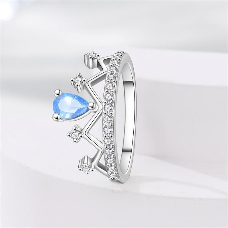 Original 925 Sterling Silver Pink Heart-shaped Crown Rings Sparking Zirconium Sunflower Rings Unique Anniversary Jewelry Gifts