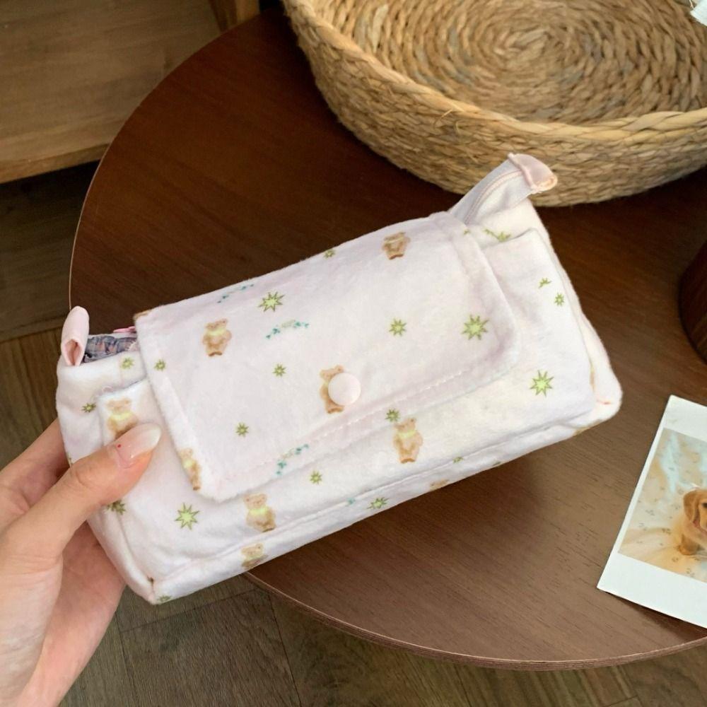 Large Capacity Pencil Storage Bag Rabbit Makeup Bag Trendy Little Bear Star Pencil Case Children
