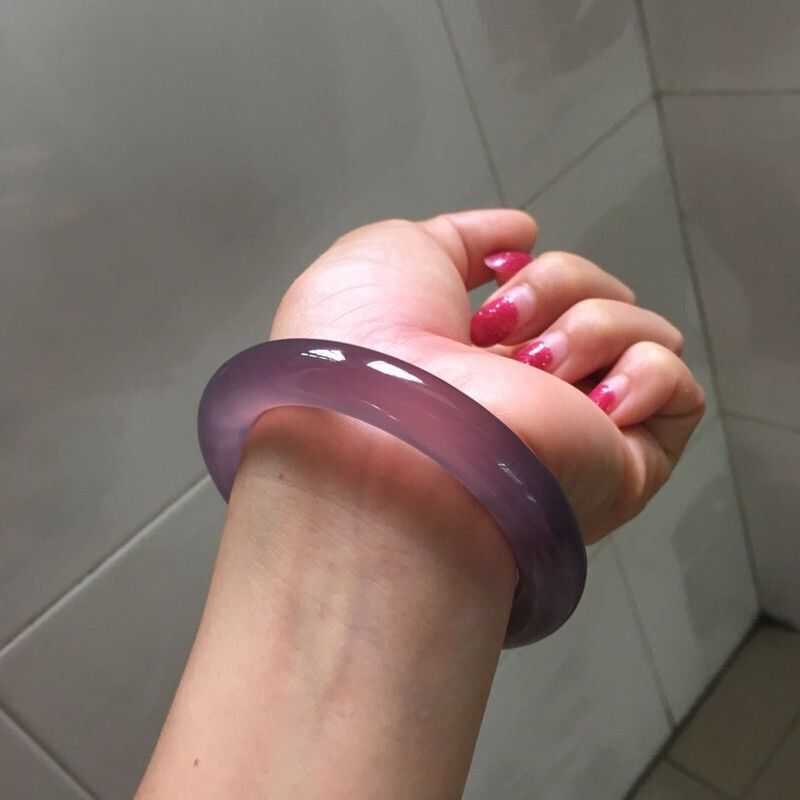 Natural Chalcedony Agate Purple Bracelet Fashionable Charm Emerald Bangle Women's Gift