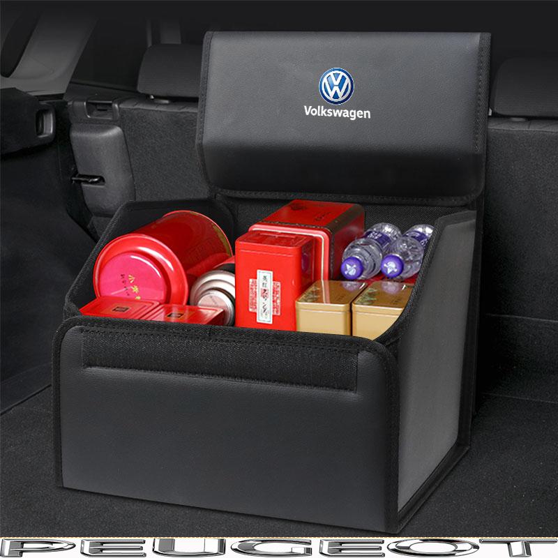 PU Leather Car Trunk Storage Bag Collapsible Camping Box For VW GTI Polo Golf MK6 Passat B6 Jetta Tiguan CC Taigo T-ROC Hub Cap