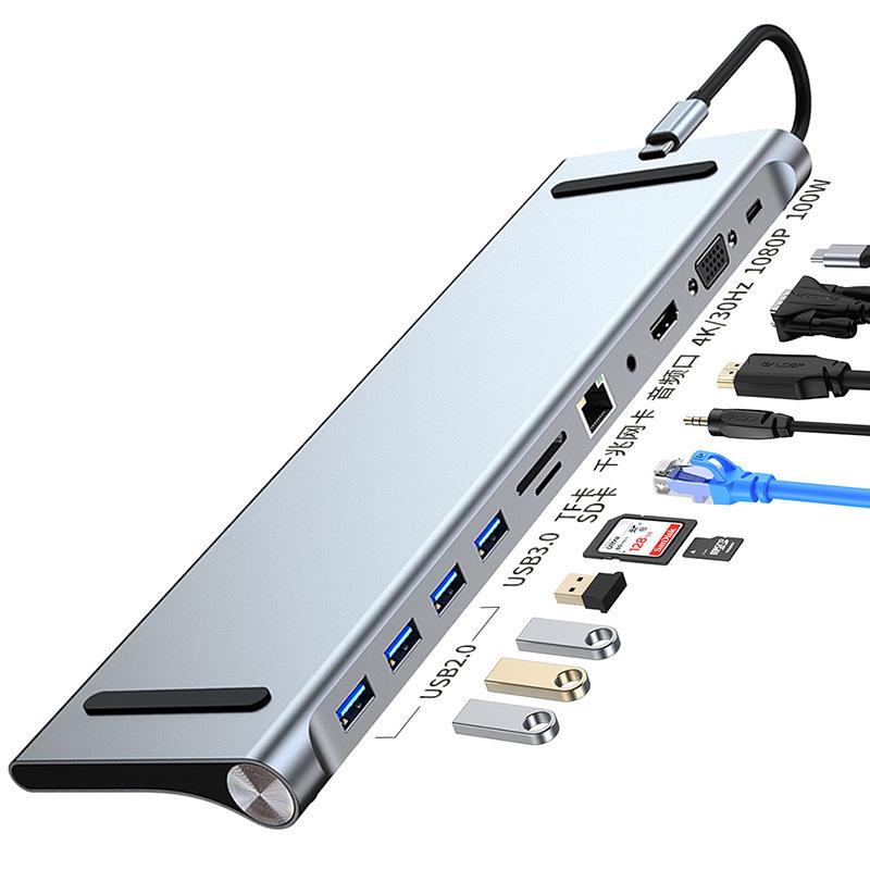 Док-станция-хаб USB-C 11-в-1 с USB 3.0, PD, VGA и подставкой для рабочего стола