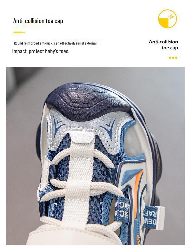 Детские нескользящие спортивные сандалии с закрытым носком на липучке - Мягкая подошва, пляжная обувь для мальчиков и девочек, от малышей до детей постарше