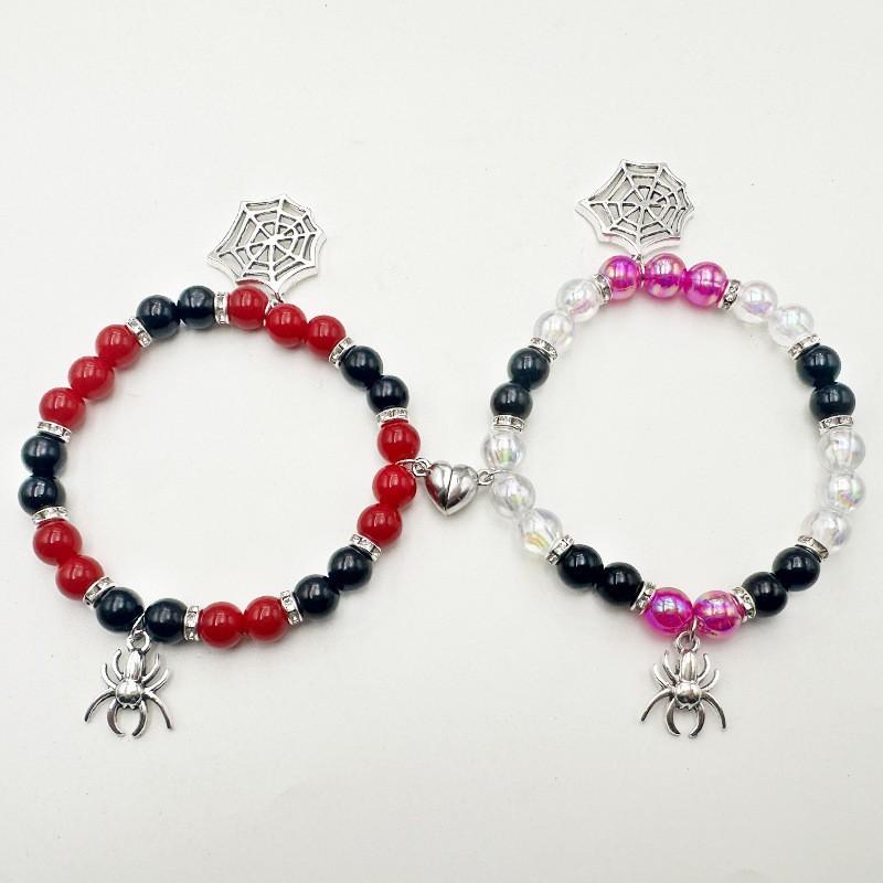 Spider Friendship Bracelets Matching Bracelets for Couple Best Friends Bff Magnet Heart Bracelets Goth Jewelry Gifts for Women