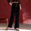 Женские брюки палаццо из высококачественного шелкового бархата - Коллекция Осень/Зима 2025, Свободный крой, Длинные, Повседневные, Идеально подходят для мам среднего возраста