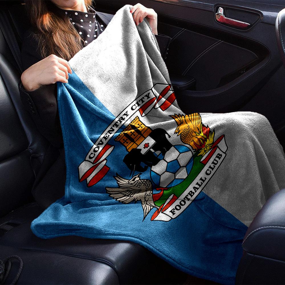 Coventry City Football Club Badge Flag Print Flannel Blanket Soft Warm Throw Blanket for Sofa Bed Living Room