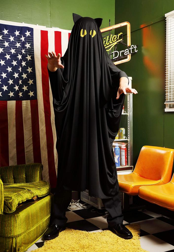 Clearstone Косплей Хэллоуин Теру Теру Кот Черное пончо 2-в-1, Унисекс,