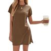 Women's Coverups Short Sleeve T-Shirt Dress Casual Side Slit Loose Fit Knee Length Beach Dress