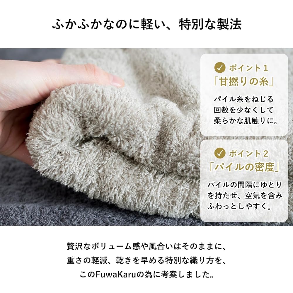 Tramparan Bath Towels, Imabari Towels, Made in Japan, Set of 2, Soft, Absorbent, Quick-Drying,