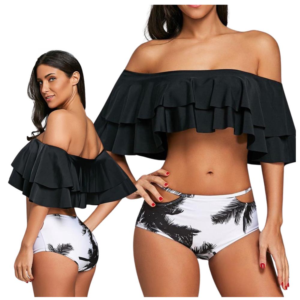 Two-piece bikini swimsuit, Spanish ruffle, high waist, size L Two-piece bikini swimsuit, Spanish ruffle, high waist, size M