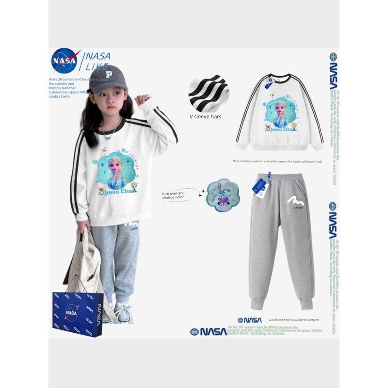 Осенний наряд для девочек Nasa, одежда Эльзы из мультфильма «Холодное сердце», новый детский свитшот 2025, весенне-осенний комплект из двух предметов