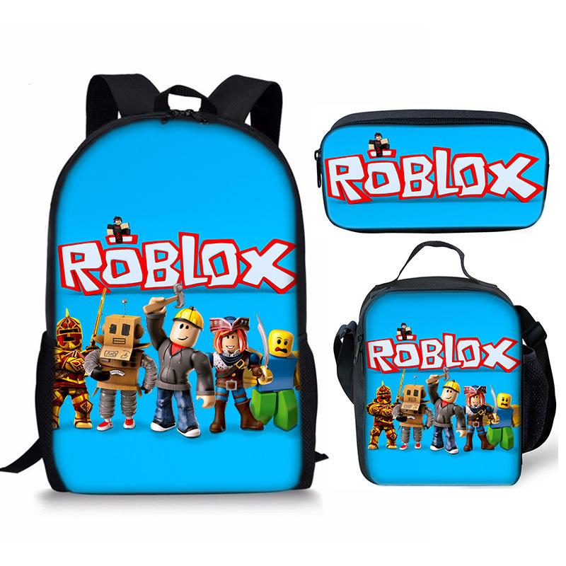 Roblox Школьный рюкзак Корейская версия для начальной и средней школы Рюкзак в стиле Ins Модный тренд Рюкзак Набор из трех предметов