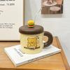 Очаровательная кружка-стакан с мишкой из масла, высококачественная керамическая кружка с крышкой, очаровательная кружка для питья воды, идея для подарка на день рождения, практичная