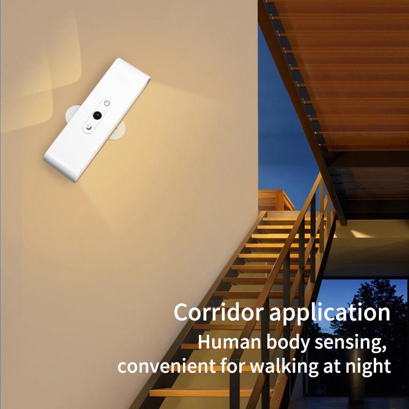 Светодиодный настенный светильник с сенсорным управлением, датчиком движения, вращающийся на 360 градусов, USB-зарядка, беспроводной портативный ночник для спальни, лампа для чтения