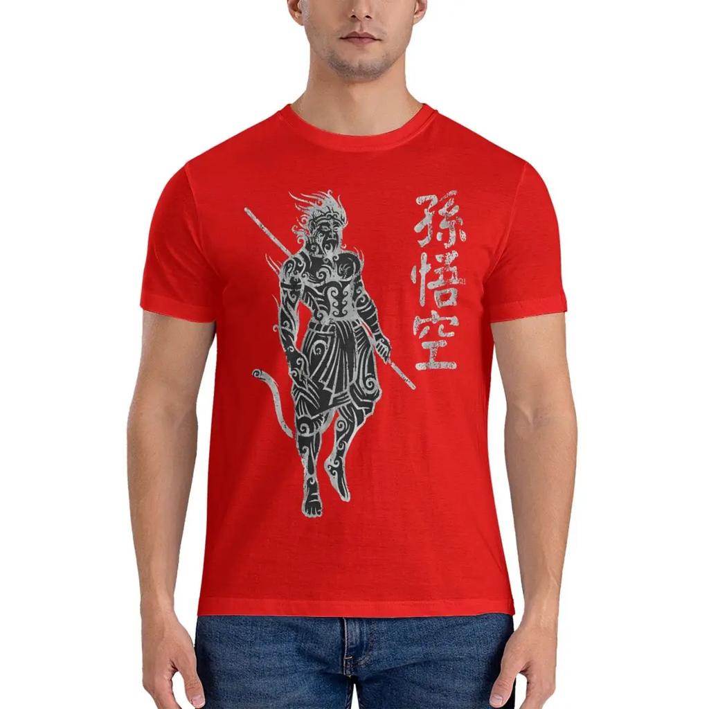 2024 Самая популярная мужская футболка для игры, черная футболка Myth WuKong Cool Tees, футболки с коротким рукавом и круглым вырезом, чистый хлопок, идея для подарка, одежда