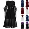 Women Casual Plus Size Cold Shoulder Dress Solid Color Lace Butterfly Sleeve Halloween Gothic Dress