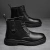 Мужские ботинки из натуральной кожи с круглым носком, зимние дизайнерские повседневные кожаные ботинки в британском стиле, модные высокие ботинки на шнуровке, черные ботинки на платформе