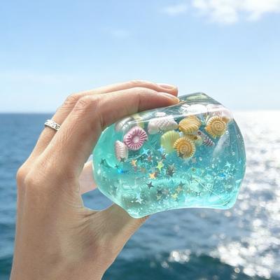 Синие Кубики Морской Сквиши Игрушка-Антистресс Супер Мягкая Прозрачная Раковина Игрушка для Сжатия Океан Сенсорная Против Стресса После Игрушек