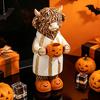 Rustic Fall Home Decorations Halloween Highland Cow Figurine, Resin Statue with Pumpkin Mug, Spooky Seasonal Tiered Tray Decor Farmhouse Tabletop for