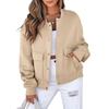 Women's Casual Neck Long Sleeve Jacket Casual Pocket Coat