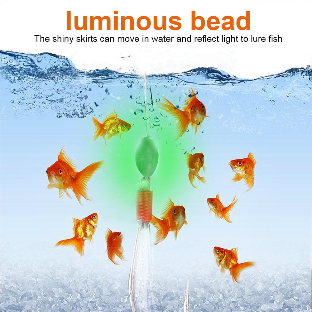 25 шт. Светящиеся бусины, стальной крючок, нейлоновая леска, рыболовная снасть, аксессуар