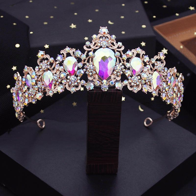 Baroque Crystal Wedding Crown Royal Queen Bridal Tiaras Hair Jewelry Brides Diadem for Women Prom Crown Headbands
