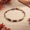 Lightweight Vacation Wrist Jewelry Bohemian Bracelet for Women, Handmade Bamboo Joint Beaded Adjustable Slide Buckle Wristband Stackable Bracelet,