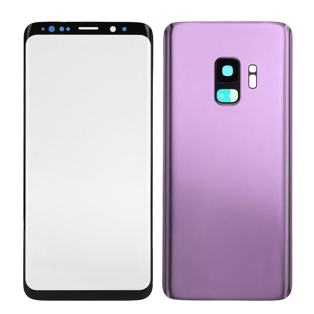 Phone Rear Back Glass Cover Front Screen Glass Lens Replacement Set for Samsung S9 G960
