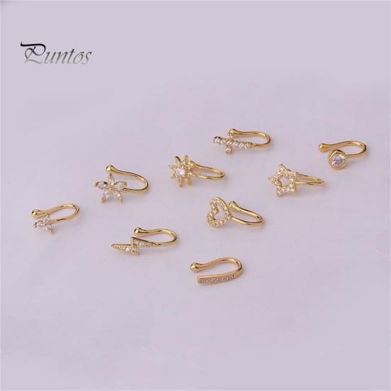 Медные клипсы для пирсинга носа в разных стилях с кубическим цирконием для модных людей