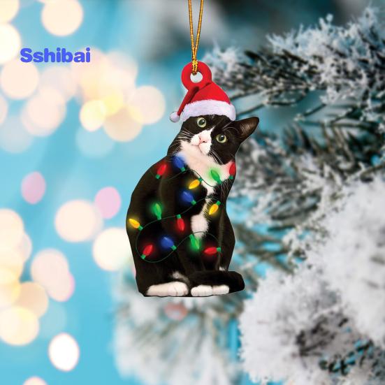 Рождественские подвесные украшения в виде животных Коза Утка Кошка Панда Корова Акриловый многоразовый праздничный декор Рождественская елка Орнамент Подвеска Праздничные принадлежности Подарок