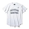 SPALDING Michigan Basketball Arch Logo Round Hem T-Shirt, White, Medium, SMT25025M