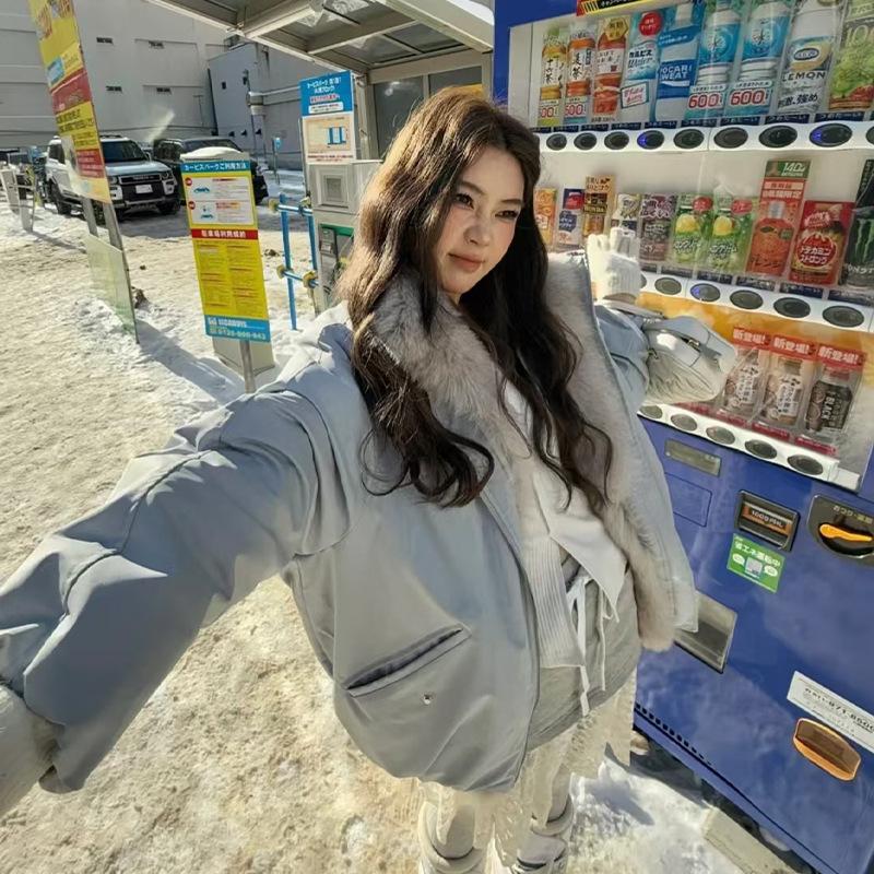 Removable splicing environmentally friendly fur collar loose and thin pie to overcome short cotton clothes women's winter cotton-padded coat