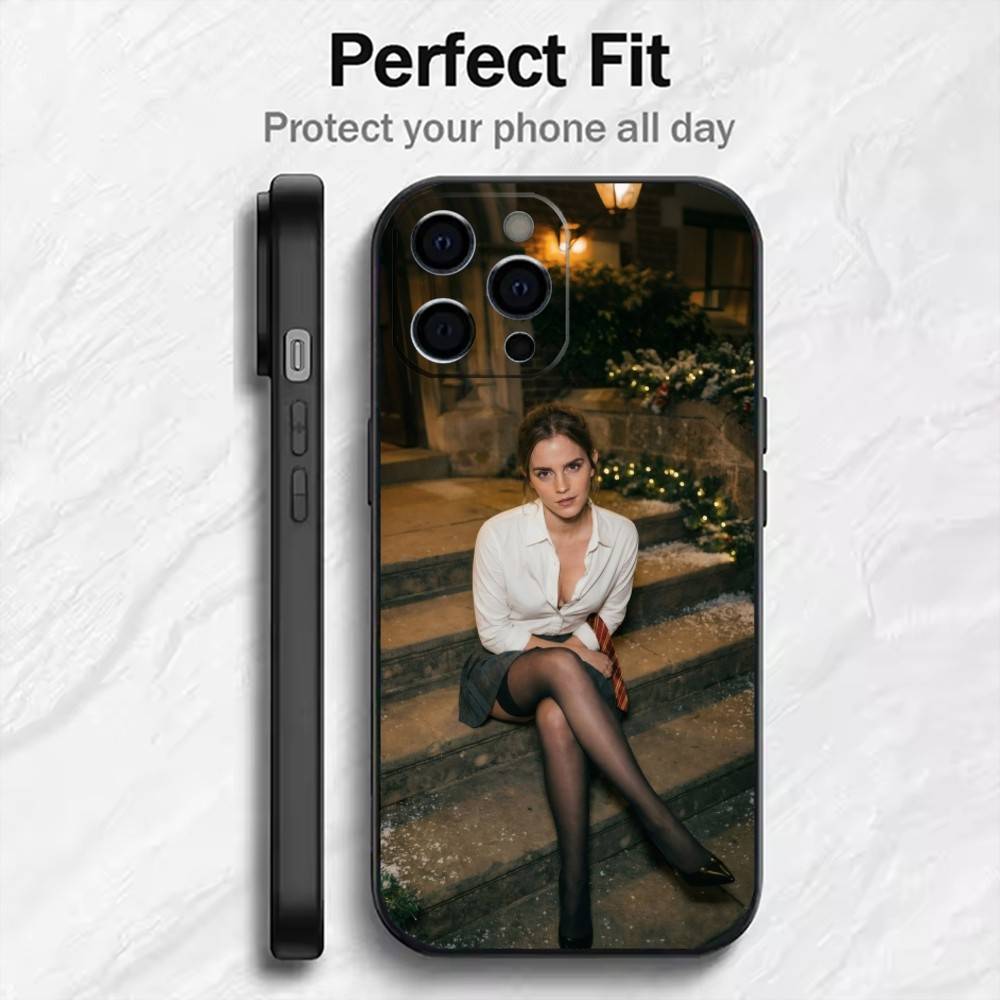 Чехол для телефона 'Красотка Эмма Уотсон' для iPhone 17, 16, 15, 14, 13, 12 Plus, Max, Мягкий Силиконовый Черный Чехол