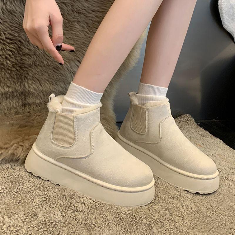 Зимние ботинки на толстой подошве, женские зимние, утепленные и утепленные ботинки, женские ботинки из хлопка