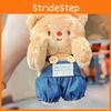 Cream Lovely Jinnew Bear Plush Keychain With Denim Overalls For Gifts Collectible