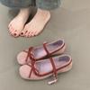 French Pink Bow Mary Jane Women's Shoes 2025 Spring New One-word Buckle Inner Height Increase Ballet Single Shoes Women