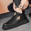 Модная мужская обувь весна и осень новая повседневная обувь на доске кожаные ботинки однотонные британские кожаные туфли противоскользящая мягкая подошва