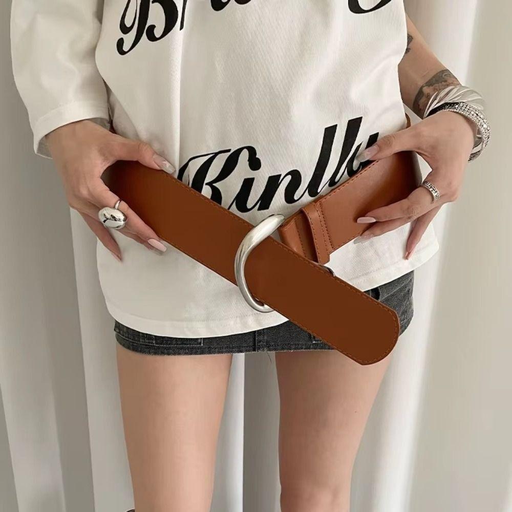 Designer Women's Belt Black White Brown Dress Jeans Belt Retro Wide Waist Belt Spicy Girls