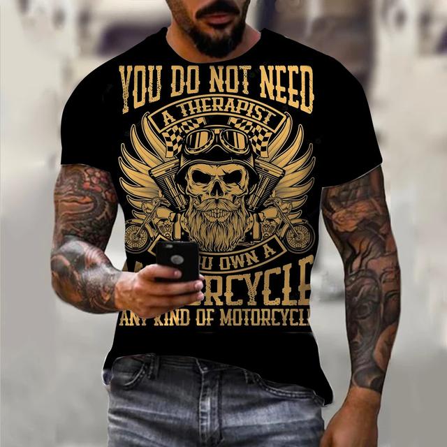 Мужские футболки с 3D мотоциклетным принтом, трендовая винтажная одежда в стиле хип-хоп, байкерские гоночные футболки, спортивный топ с короткими рукавами для езды на открытом воздухе