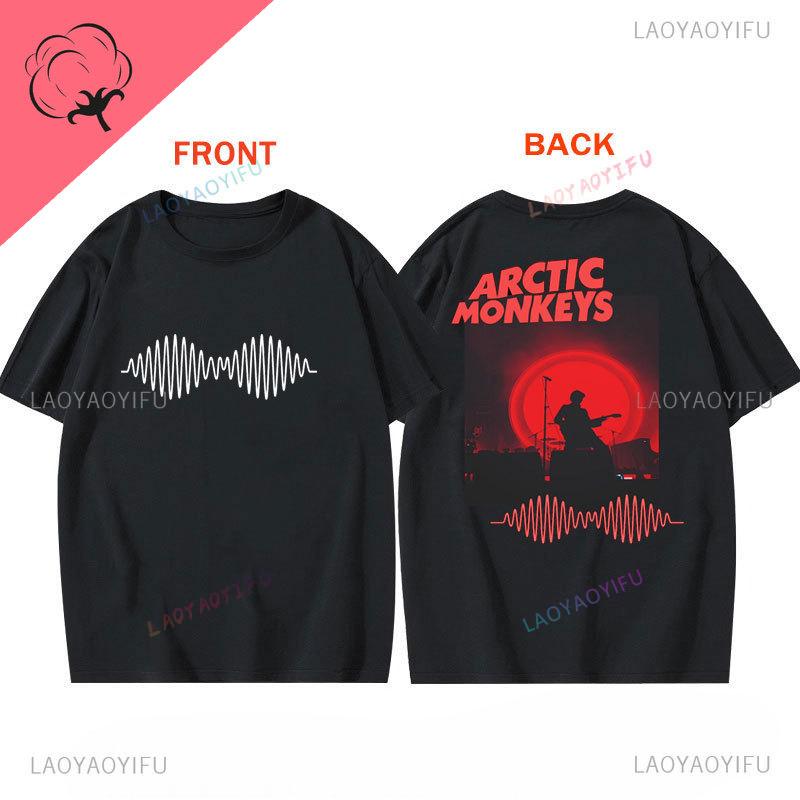 Футболка Arctic Monkeys Двусторонний принт Футболка С круглым вырезом Повседневная Уличная одежда Универсальная Альтернативный рок Готика Y2k Одежда