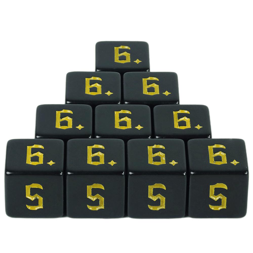 Черные игральные кости 10 шт. Набор из 6-гранных многогранных игральных костей для RPG D&D, аксессуары для настольной ролевой игры, игральные кости