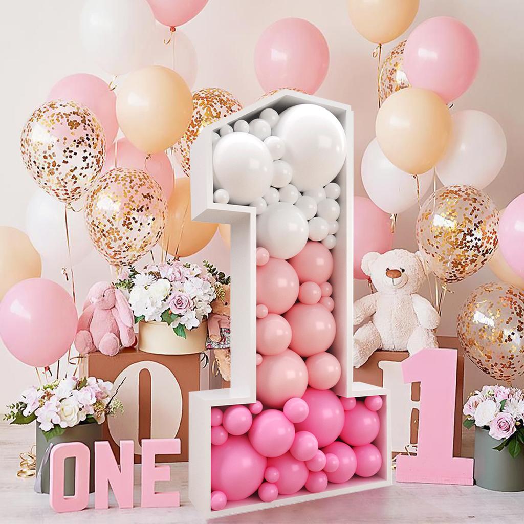 Giant Number Balloon Frame Birthday Balloon Filling Box 1st One Birthday Party Decorations Kids Anniversary Wedding Decor