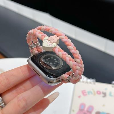 Apple Watch Для Apple Watch 10-го Поколения Милый Мультяшный Двойной Плетеный Шнурок Ремешок Iwatch987Se Для Женщин