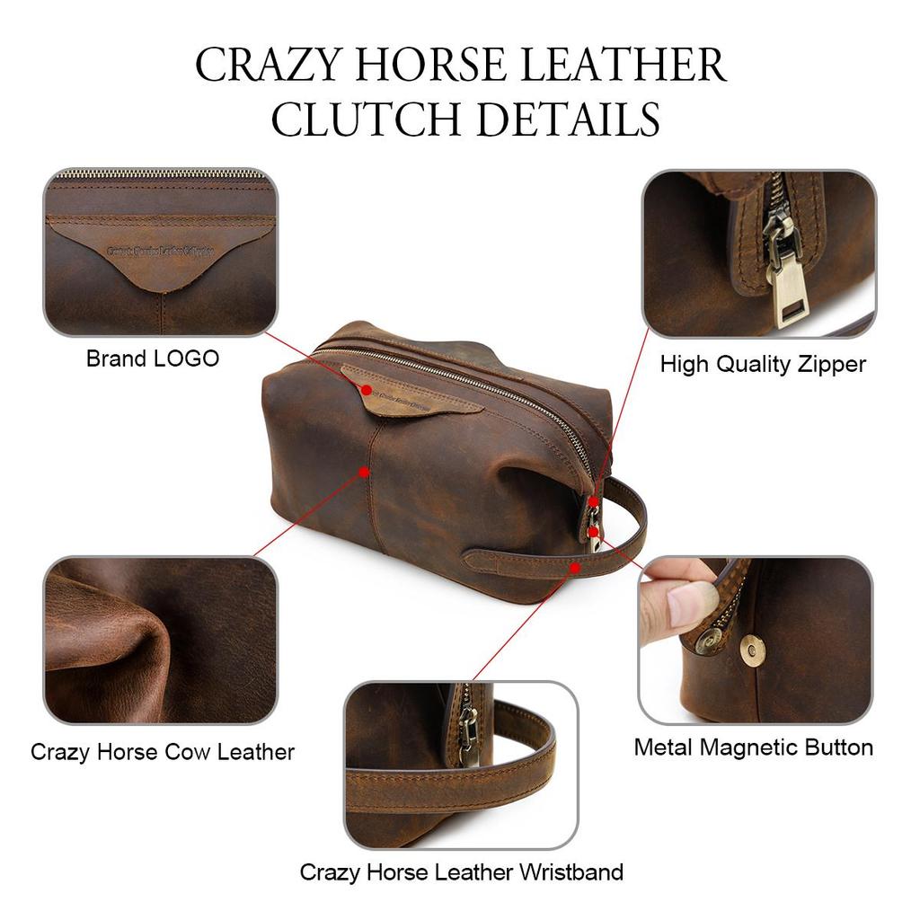 CONTACT'S Crazy Horse Натуральная кожа Дорожная сумка для мужчин Косметичка Несессер Мужская несессер