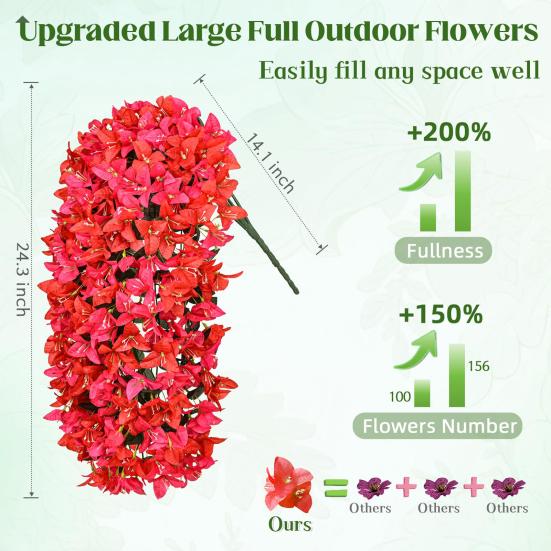 2 шт. Подвесная искусственная бугенвиллия великолепная Устойчивая к УФ-лучам Реалистичный искусственный цветок Свадебная вечеринка В помещении