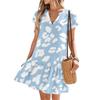 Женские платья с коротким рукавом и V-образным вырезом с цветочным принтом Свободные повседневные пляжные платья в стиле темперамент